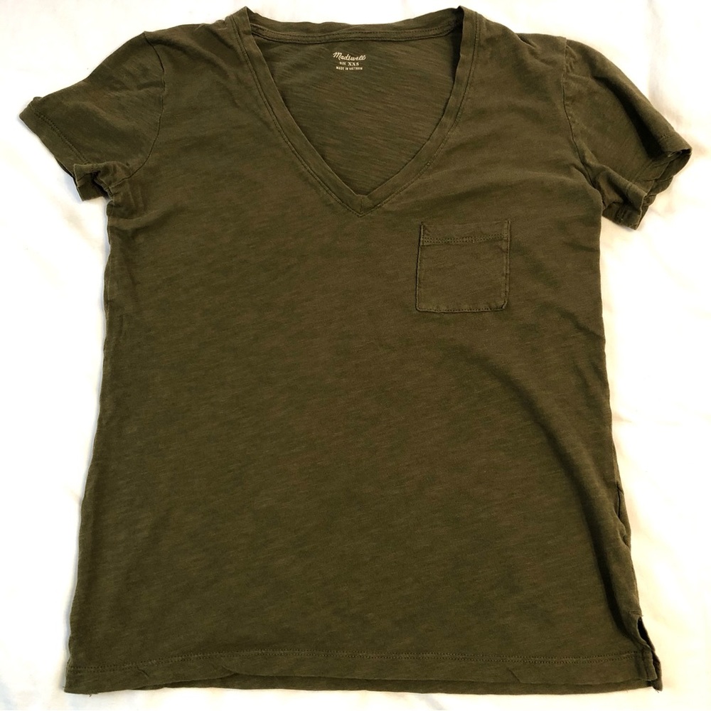 Madewell olive green short sleeve pocket t shirt